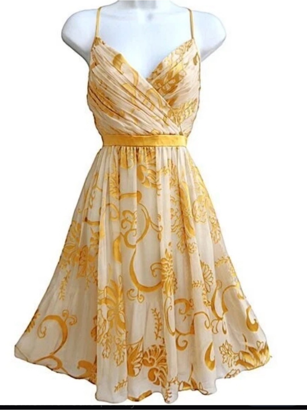 Vintage Y2K Arden B SiLK Blend Burnout VeLVeT Dress Pleated Surplice Satin Tie